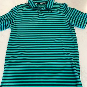 Boys green and blue striped Nike Dri-fit golf polo